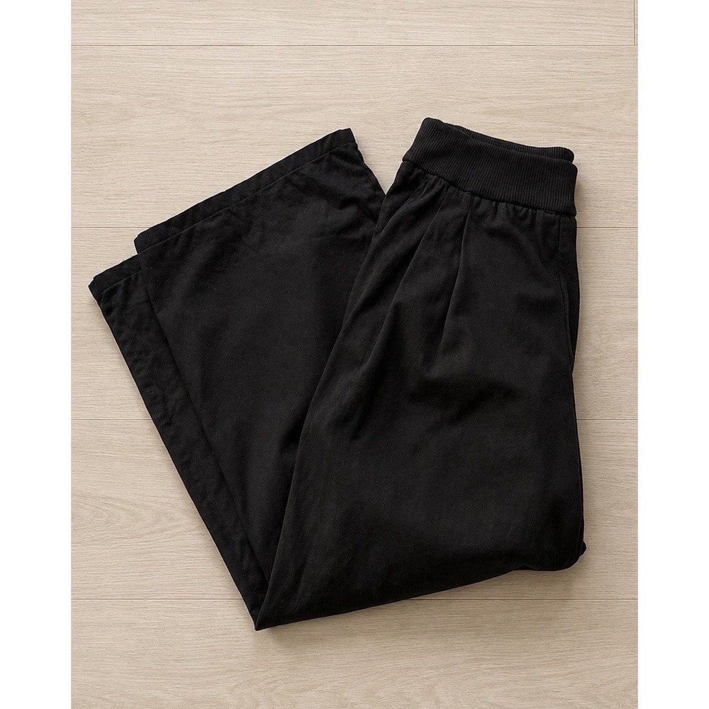 James Perse Ribbed Waist Wide Leg Pants Womens Size 3 Large Black Cashmere Blend - Picture 4 of 8